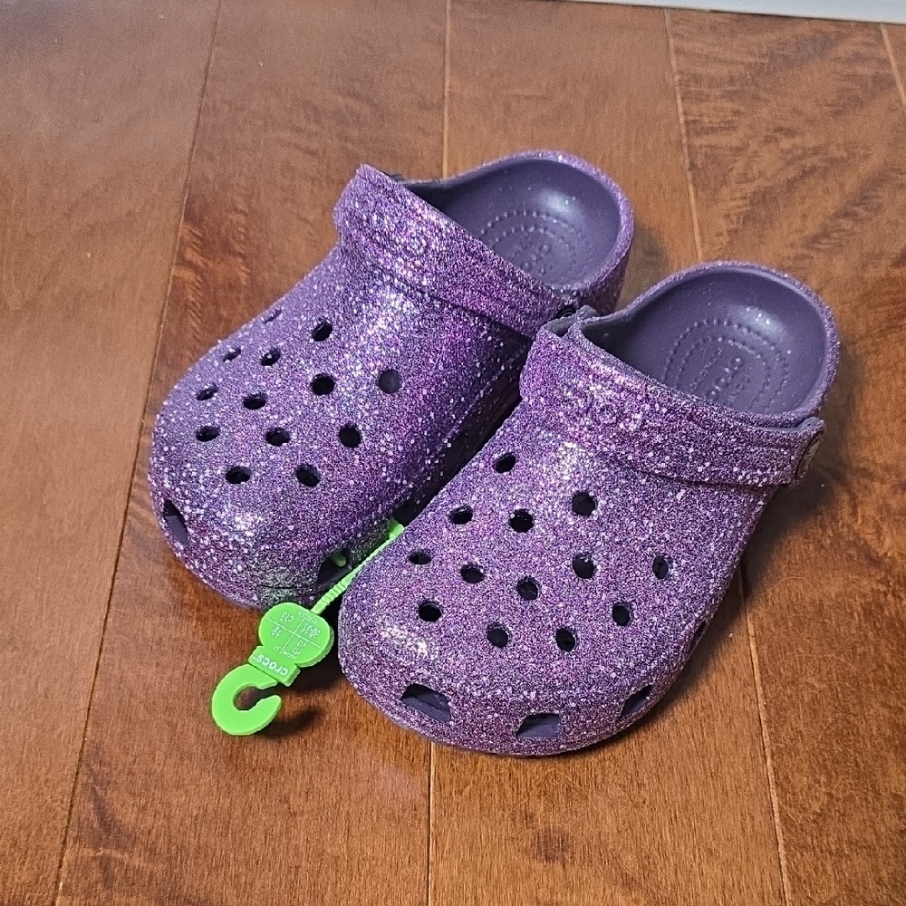 Kids Purple Glitter Clogs
